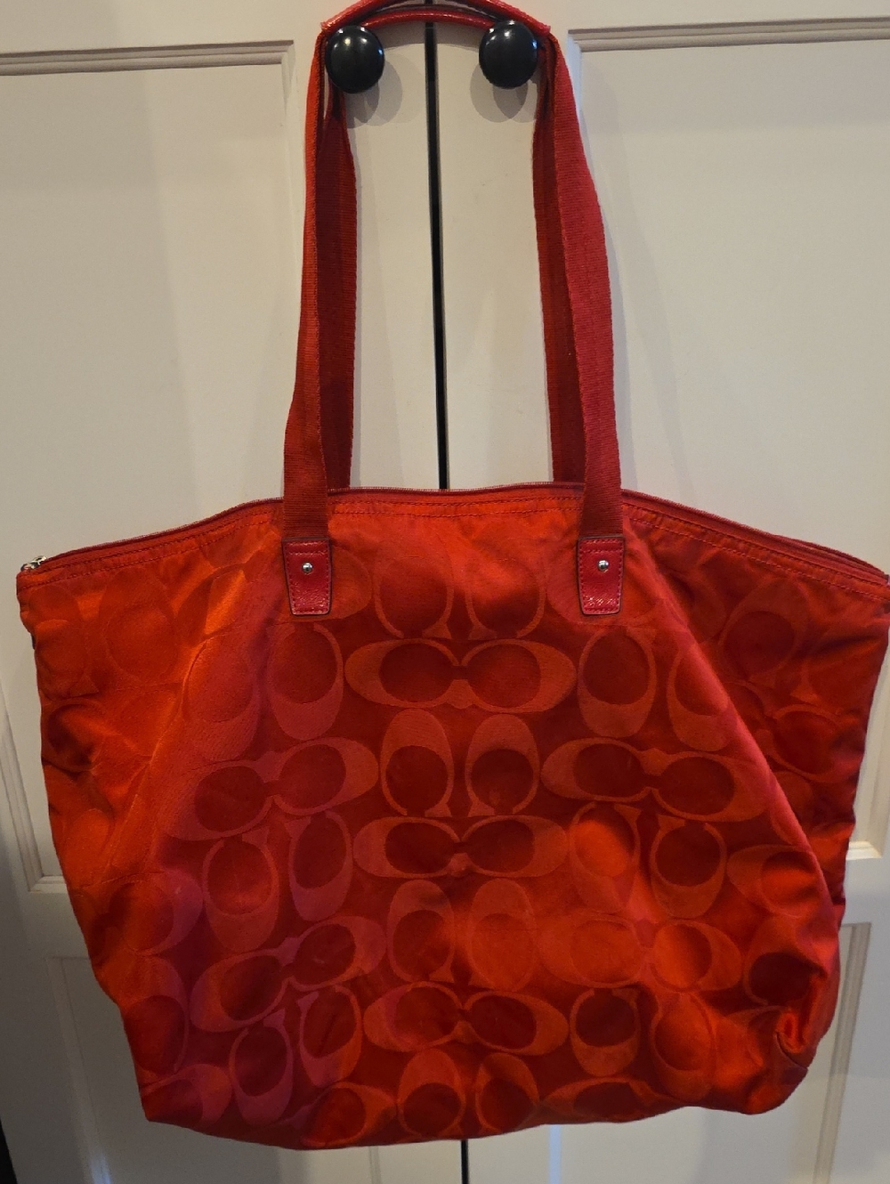 Coach Extra LARGE RED NYLON TOTE - Picture 7 of 7